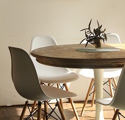 round table with chair and flower